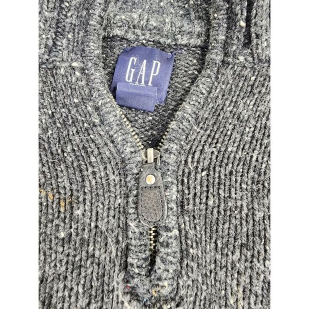 Gap Lambswool Cable Knit Sweater Gray 1/4‎ Zip Size L Large cable Knit Winter